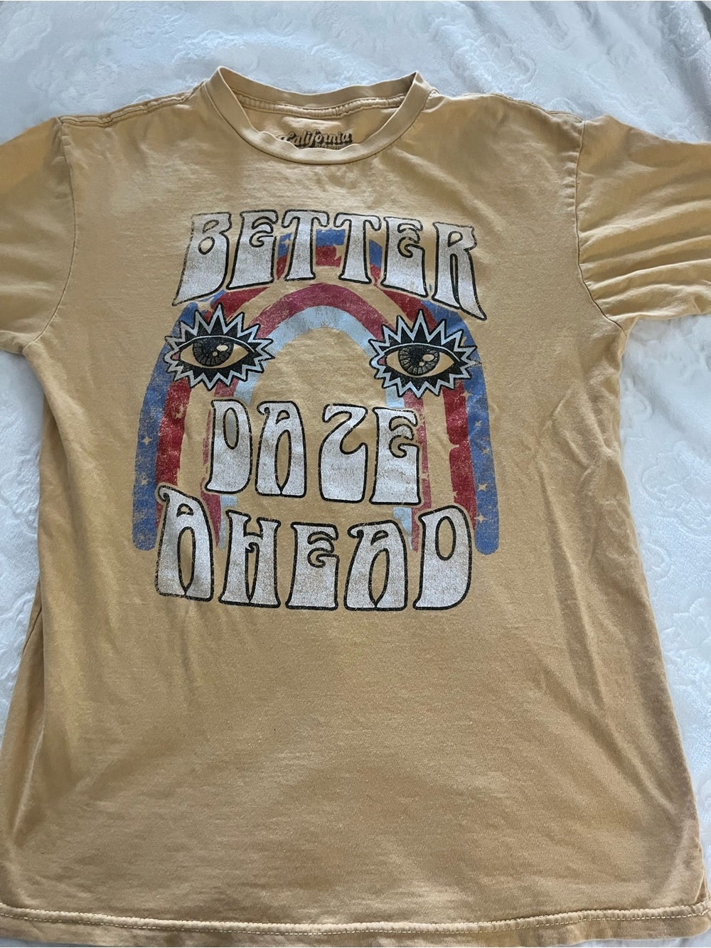 California Retrowear 'Better Daze Ahead' Yellow Graphic Tee